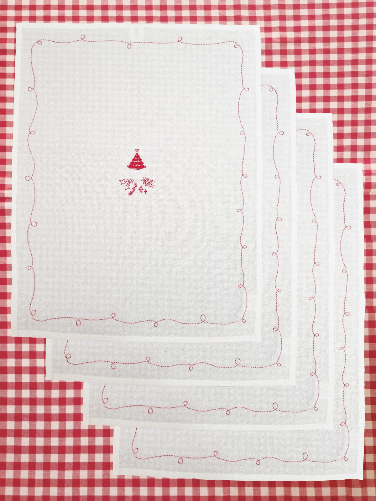 christmas tree tea towels/placemats